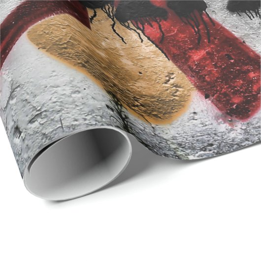 Graffiti Red Gray Letters Urban Street Wall Art Geschenkpapier (Rolleneckpunkt)