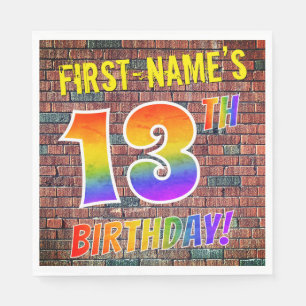 Graffiti-Regenbogen-Blick 13. GEBURTSTAG! + Serviette