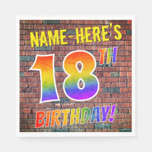 Graffiti-Regenbogen-Blick 18. GEBURTSTAG! + Serviette
