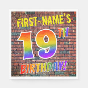 Graffiti-Regenbogen-Blick 19. GEBURTSTAG! + Serviette