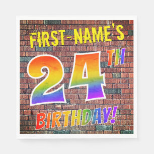 Graffiti-Regenbogen-Blick 24. GEBURTSTAG! + Serviette