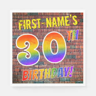 Graffiti-Regenbogen-Blick 30. GEBURTSTAG! + Serviette