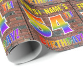 Graffiti-Regenbogen-Blick 54. GEBURTSTAG! U. Geschenkpapier (Rolleneckpunkt)