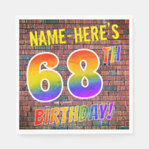 Graffiti-Regenbogen-Blick 68. GEBURTSTAG! + Serviette