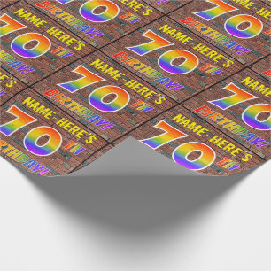 Graffiti-Regenbogen-Blick 70. GEBURTSTAG! U. Geschenkpapier