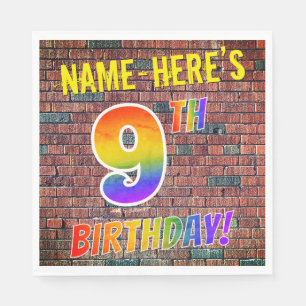 Graffiti-Regenbogen-Blick 9. GEBURTSTAG! + Serviette