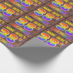 Graffiti Regenbogen-Look 38. GEBURTSTAG! & Benutze Geschenkpapier
