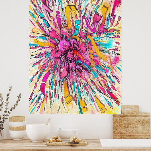 Graffiti-Robot-Explosion Poster (Küche)