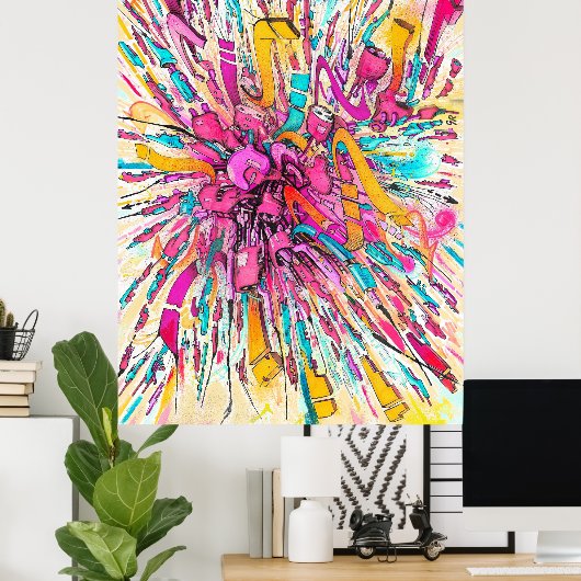 Graffiti-Robot-Explosion Poster (Heimbüro)