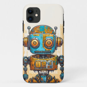 GRAFFITI-ROBOTER BLAU GOLD FUTURISTISCH VINTAGE Case-Mate iPhone HÜLLE