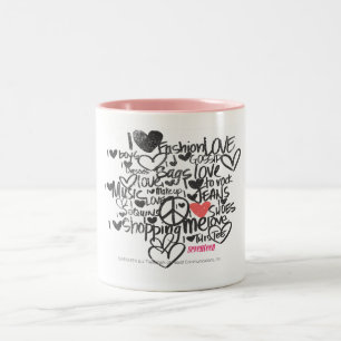 Graffiti-Rosa Zweifarbige Tasse