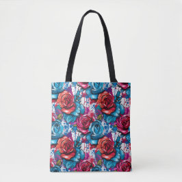 Graffiti Rose Rot & Blau Städtische Kunst Design Tasche