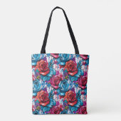 Graffiti Rose Rot & Blau Städtische Kunst Design Tasche (Rückseite)