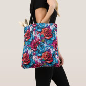 Graffiti Rose Rot & Blau Städtische Kunst Design Tasche (Von Nahem)