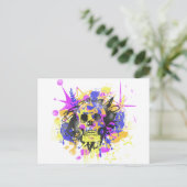 Graffiti-Schädel Postkarte (Stehend Vorderseite)