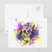Graffiti-Schädel Postkarte (Vorne/Hinten)