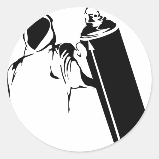 Graffiti-Schreiber mit Spritzdose Runder Aufkleber (Vorderseite)