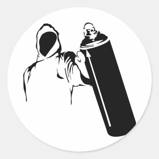 Graffiti-Schreiber mit Spritzdose Runder Aufkleber (Vorderseite)