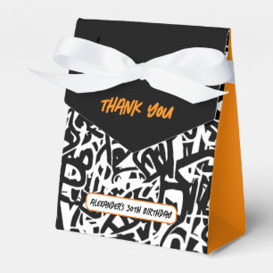 Graffiti Schwarz Orange Danke Geburtstag Geschenkschachtel