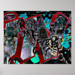 Graffiti Schwarz Rot Urban Street Wall Art Poster