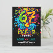 Graffiti Six Seven Birthday Invitation Einladung (Stehend Vorderseite)