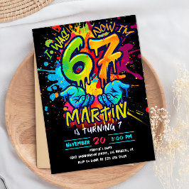 Graffiti Six Seven Birthday Invitation Einladung