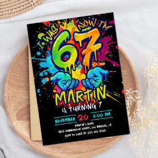 Graffiti Six Seven Birthday Invitation Einladung