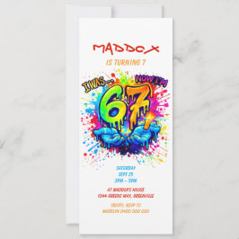 Graffiti Six Seven Birthday Party Trend Einladung