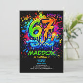 Graffiti Six Seven Birthday Party Trend Invitation Einladung (Stehend Vorderseite)