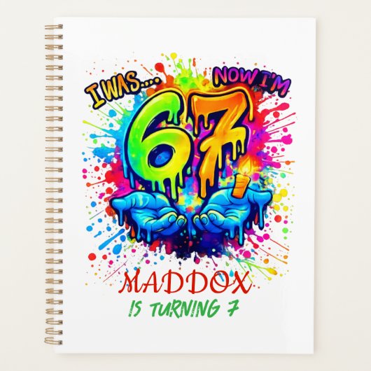 Graffiti Six Seven Birthday Party Trend Notepads Planer (Vorderseite)