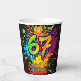 Graffiti Six Seven Kids 7th Birthday Paper Cups Pappbecher