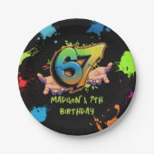 Graffiti Six Seven Kids 7th Birthday Paper Plate Pappteller (Vorderseite)