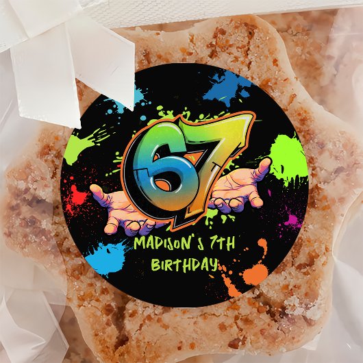 Graffiti Six Seven Kids 7th Birthday Sticker