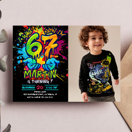 Graffiti Six Seven Kids Birthday Invitation Einladung