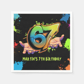 Graffiti Six Seven Kids Birthday Napkins Serviette