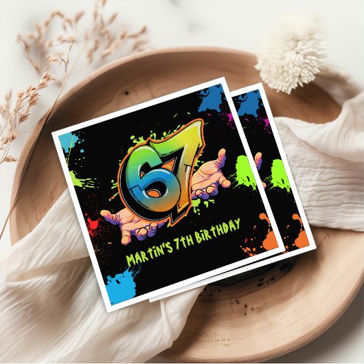 Graffiti Six Seven Kids Birthday Napkins Serviette