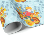 Graffiti Skateboard Kind Geburtstagsparty Geschenkpapier (Rolleneckpunkt)