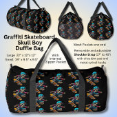 Graffiti Skateboard Skull Boy auf Black Duffle Bag