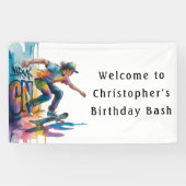 Graffiti Skateboarder Birthday Bash Welcome Sign Banner (Horizontal)