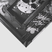 Graffiti Skull an der Tür | Bold Black & White Urb Seidenpapier (Ausschnitt)