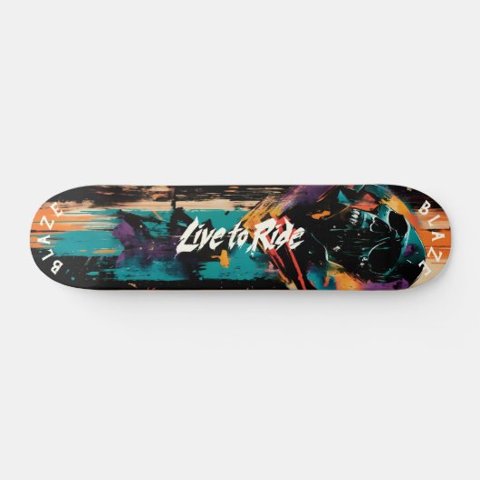 Graffiti Skull Pop Kunst - Bold Live to Rive Motto Skateboard (Horizontal)