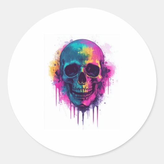 Graffiti Skull Rebel Runder Aufkleber (Vorderseite)