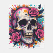 Graffiti Skull & Rose Fleece Blanket (Vorderseite)