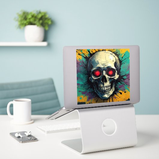 Graffiti Skull Sticker 2 (Laptop auf Schreibtisch)