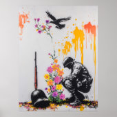 Graffiti Soldier & Blume - Friedliche Protestkunst Poster (Vorne)