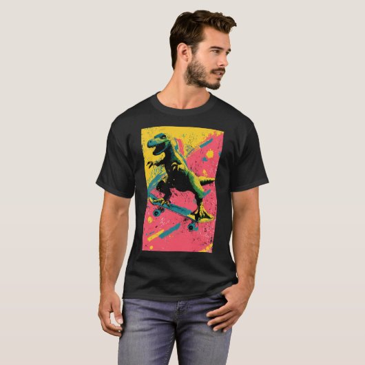 Graffiti Splatter T-Rex Skater T-Shirt (Vorne ganz)