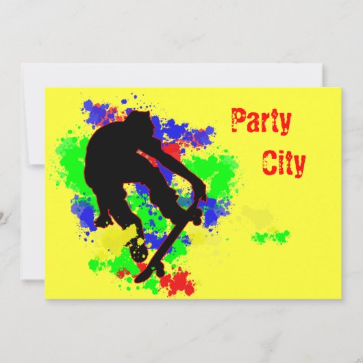 Graffiti Splotch Skateboard Party Einladung (Vorderseite)