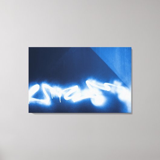 Graffiti-Spray auf blauem Metall Leinwanddruck (Vorderseite)