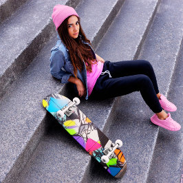 Graffiti Spray-Painted Shapes Skateboard