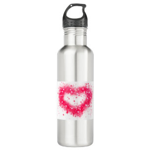 Graffiti Spray rosa funkelndes Herzdesign Edelstahlflasche